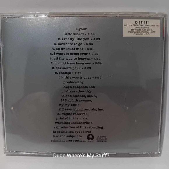 MELISSA ETHERIDGE -YOUR LITTLE SECRET - 1995 CD - 10 SONGS - Picture 3 of 3